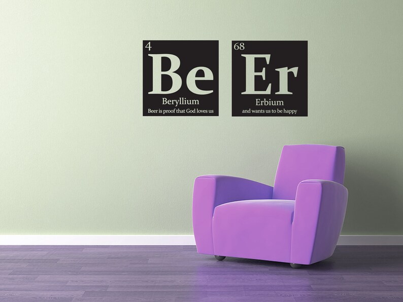Mancave Periodic Table Wall Decal Be Er Beer With Funny Quote