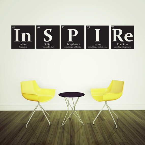 Periodic Table Of Elements Inspire Vinyl Wall Decal With Quote About Inspiration
