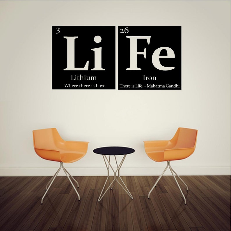 Periodic Table Of Elements Life Vinyl Wall Decal With Gandhi Quote