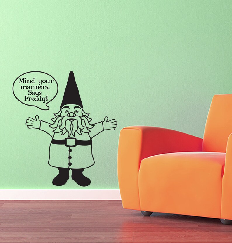 Gnome Vinyl Wall Decal with custom word bubble Etsy