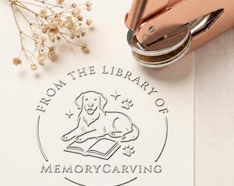 Sello personalizado para libros con forma de perro, sello de biblioteca personalizado, regalo de ex libris para amantes de los libros.