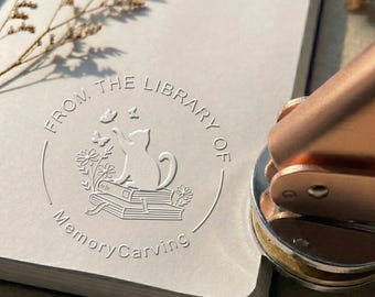 Sello personalizado para libros: sello personalizado de gato y búho, 72 diseños de ex libris para lectores.