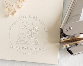 Custom Book Embosser or Stamp Nature – 36 Garden Designs, Floral Bee Book Lover Gift