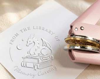 Sello personalizado para libros con forma de dragón — Ex libris personalizado para lectores de fantasía, regalo para amantes de los libros