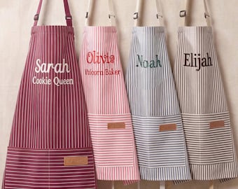 Delantal infantil personalizado, con nombre bordado y bolsillo delantero, ideal para hornear y cocinar en familia. Regalo perfecto para niños y niñas.
