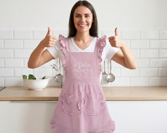 Personalisierte Kochschürze, benutzerdefinierter Name Kittel, wasserdichte Küchenschürze, Kochkurs Schürze für Frauen, Geschenk für Hauptkoch