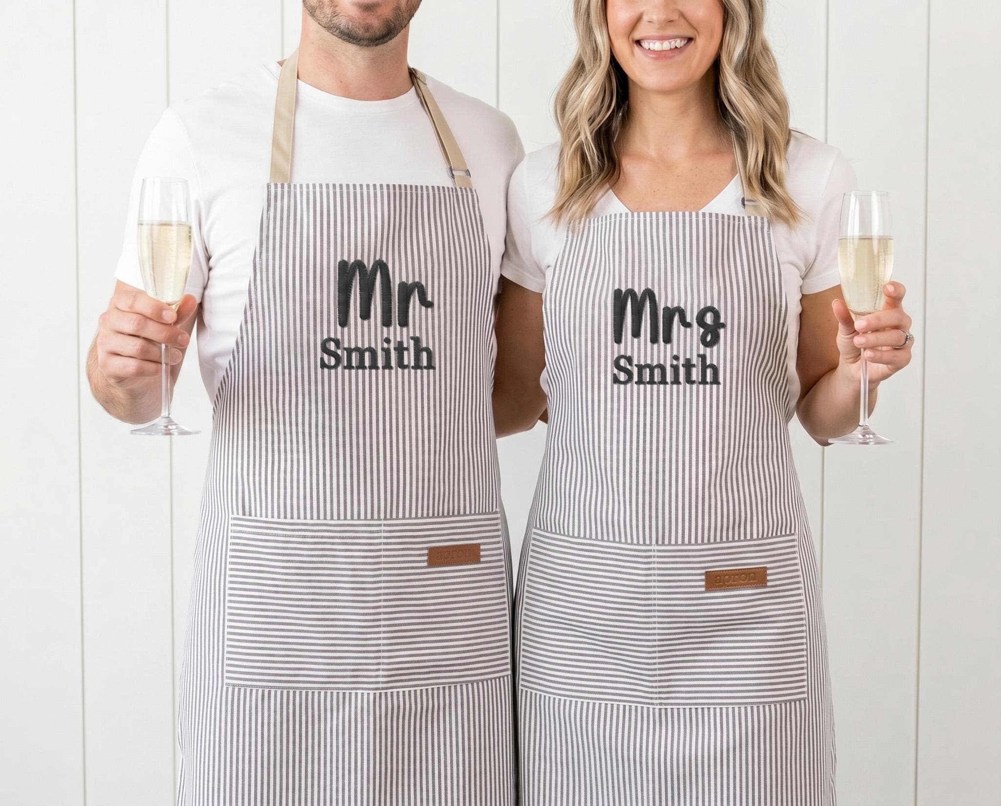 Embroidered Mr & Mrs Apron