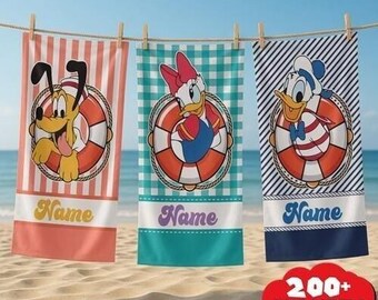 Toalla de playa personalizada de Disneyland Cruise Line, Crucero de Mickey, Toalla de baño y piscina de Disneyland, Toalla para vacaciones familiares, Toalla de playa para vacaciones en Disney