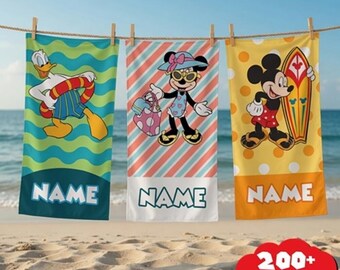 Toalla de playa personalizada de Disneyland Cruise Line, Crucero de Mickey, Toalla de baño y piscina de Disneyland, Toalla para vacaciones familiares, Toalla de playa para vacaciones en Disney