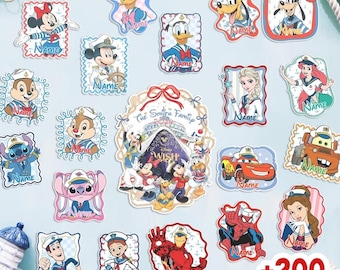 Imán personalizado para la puerta del crucero Disneyland Adventure, decoración personalizada para el camarote de vacaciones familiares con Mickey y sus amigos, letrero con el nombre del viaje náutico.