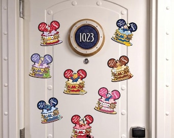 Imán personalizado para crucero de cumpleaños de Disneyland, imanes para pastel de cumpleaños de Mickey y Minnie para crucero, imán para la puerta del camarote del crucero DisneyFamily, imán de Stitch