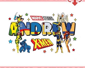 PNG de cumpleaños de personajes de X-Men personalizados, camiseta de viaje a juego, camiseta vintage de cómic de X-Men de los 90, camiseta de cumpleaños del MCU, sudadera de superhéroe