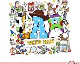 Disneyland Toy Story Lab Week 2026 PNG, Buzz Lightyear Woody Lab Story PNG, Camiseta del equipo de laboratorio, Asistente de laboratorio de flebotomía Laboratorio clínico