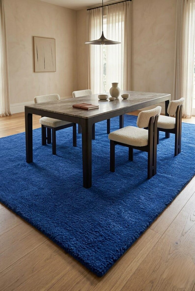 Solid Royal Blue Hand Tufted Wool Rug, Plush Cobalt Area Rug ...