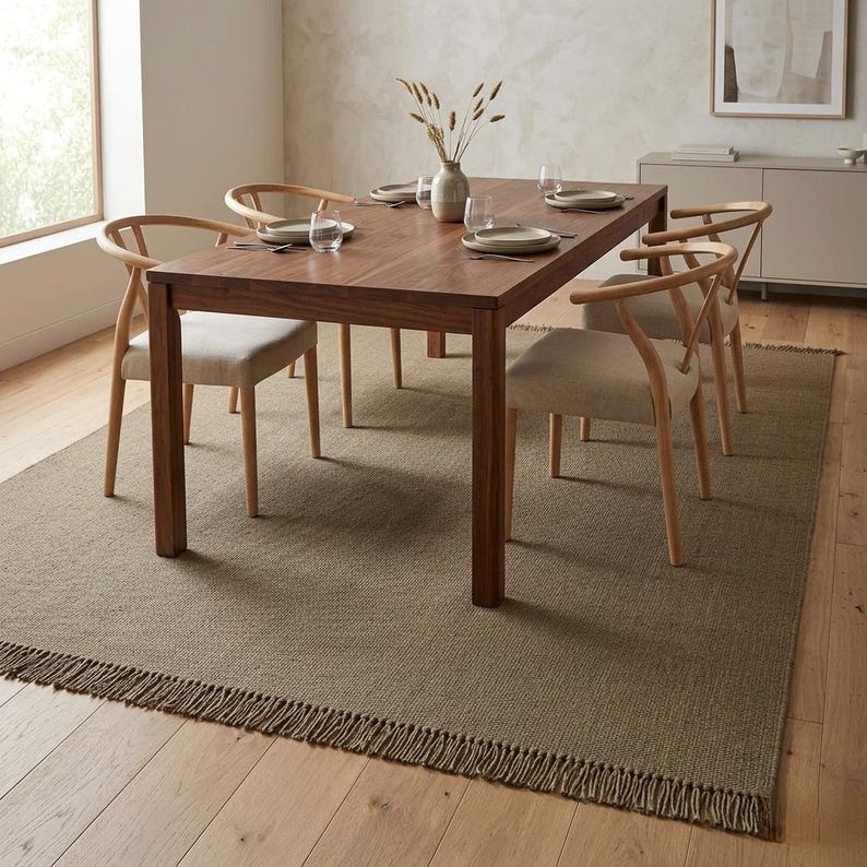 Green Solid Pattern Rug Modern Minimalist Green Durrie Rug | Solid Color Handwoven Kilim | Boho ...