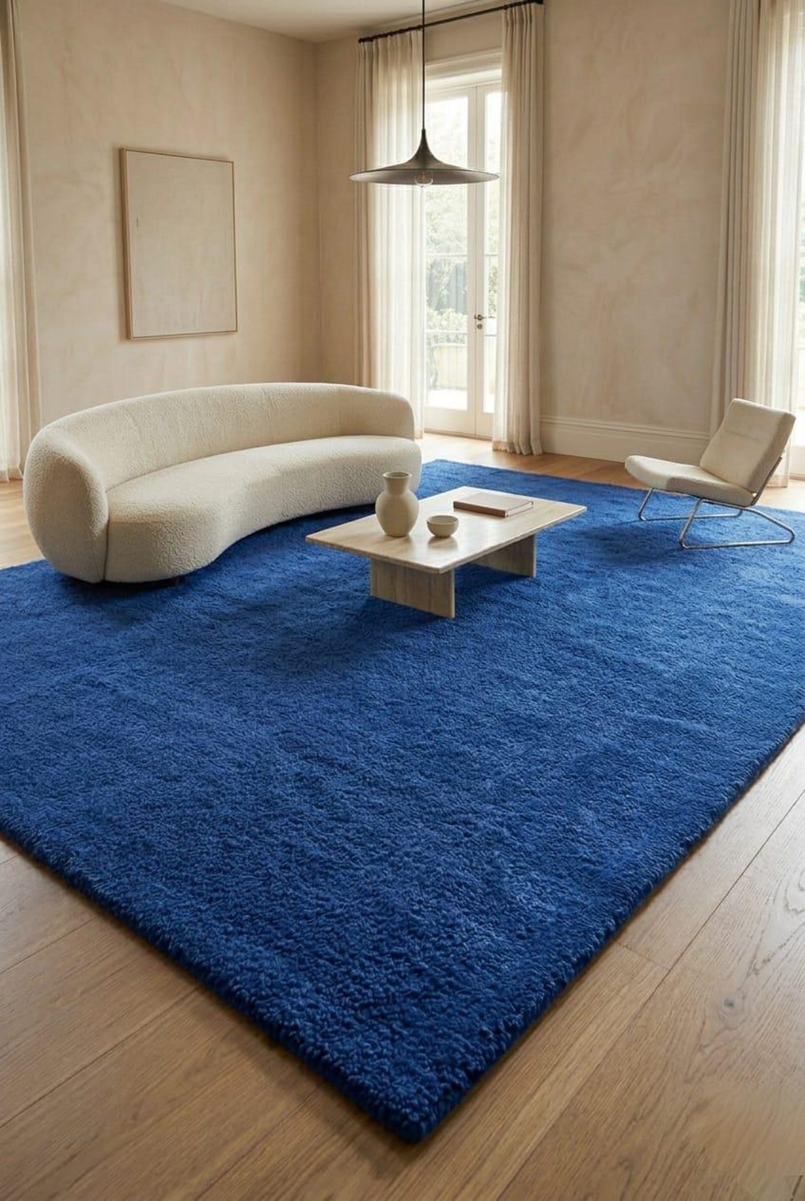 Solid Royal Blue Hand Tufted Wool Rug, Plush Cobalt Area Rug ...