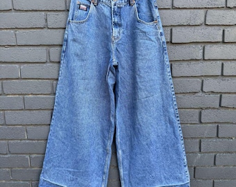 Pantalones vaqueros vintage Request originales de Nueva York, difíciles de encontrar, holgados, de pierna súper ancha, de cintura alta, estilo boho de los 80, para festivales y streetwear.