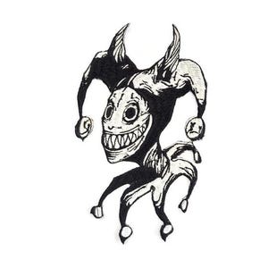 Scary Jester Patch - Creepy Evil Clown Embroidered Iron-On - Weirdcore Chaos Core Aesthetic - Large Alternative Back Patch