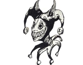 Écusson de bouffon effrayant - thermocollant brodé effrayant clown diabolique - esthétique du noyau du chaos Weirdcore - grand écusson alternatif au dos