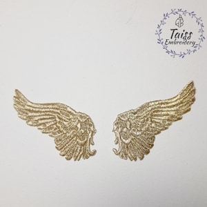 Gold Engel Flügel Aufnäher, Metallic Himmlische Applikationen, Jacke, Kostüm Flügel