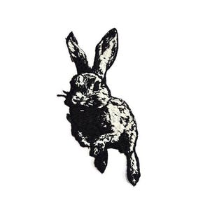 Leaping Rabbit Patch - Gothic Hare Embroidery Iron-On - Oddities & Curiosities Aesthetic - Dark Academia Nature Art image 4