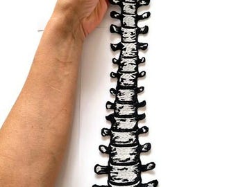 Écusson brodé sur la colonne vertébrale, appliqué thermocollant vertèbres gothiques, écusson squelette anatomique au dos pour vestes et sweats à capuche