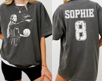 Comfort Colors® Sophie Cunningham Point Signature Basketball Shirt, Front and Back Printed