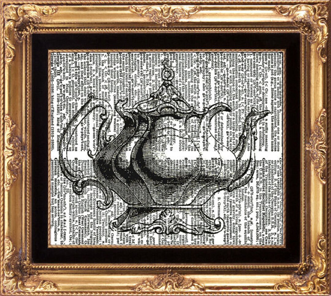 Antique Teapot Vintage Dictionary Page Print Beautiful Art Etsy