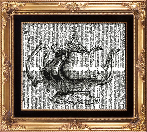 Antique Teapot Vintage Dictionary Page Print Beautiful Art Etsy