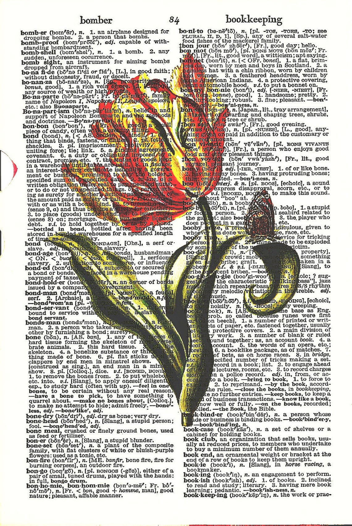 TULIP and BUTTERFLY Vintage Dictionary Print to Frame Etsy