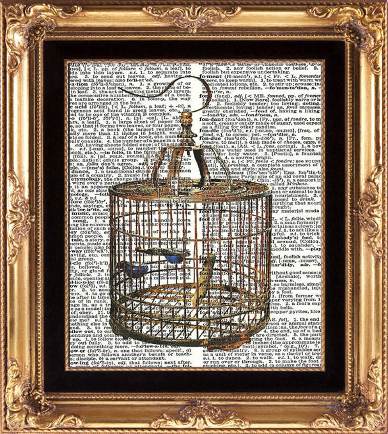 BIRDCAGE Vintage Dictionary Print Beautiful Birdcage Wall Etsy