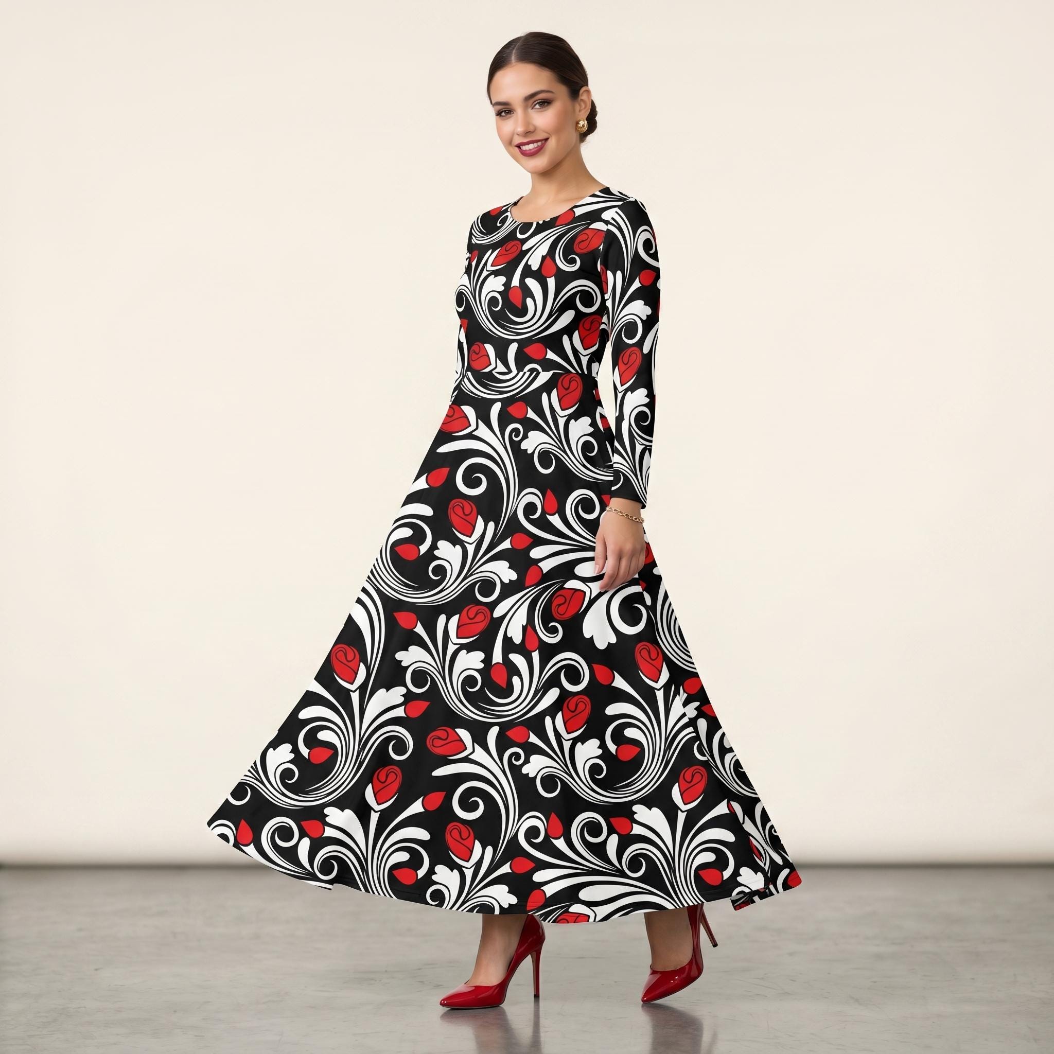 open lace back dress Loyality One Shoulder Maxi — White & Red Floral