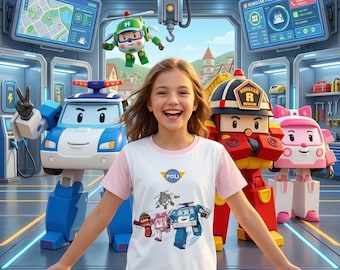 T-shirt pour tout-petit Robocar Poli | T-shirt Poli Heli Amber Roy Personnages