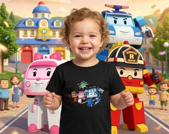 T-shirt en jersey pour tout-petit Robocar Poli | T-shirt Poli Heli Amber Roy Personnages
