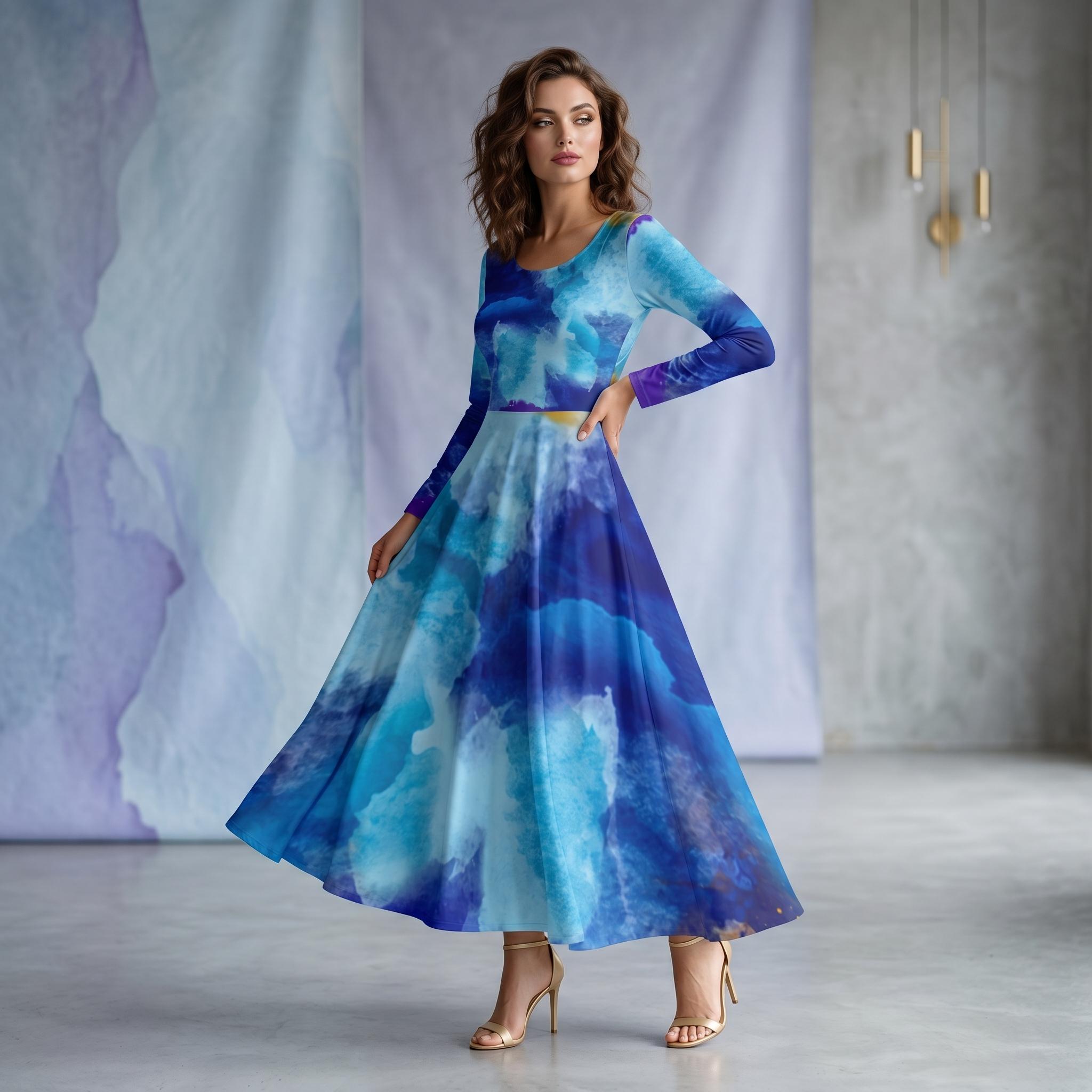 blue marble dress Watercolor SIZE:XLARGE giving you a clear Retro Style Dress Lilly Pulitzer® Lauralai Maxi
