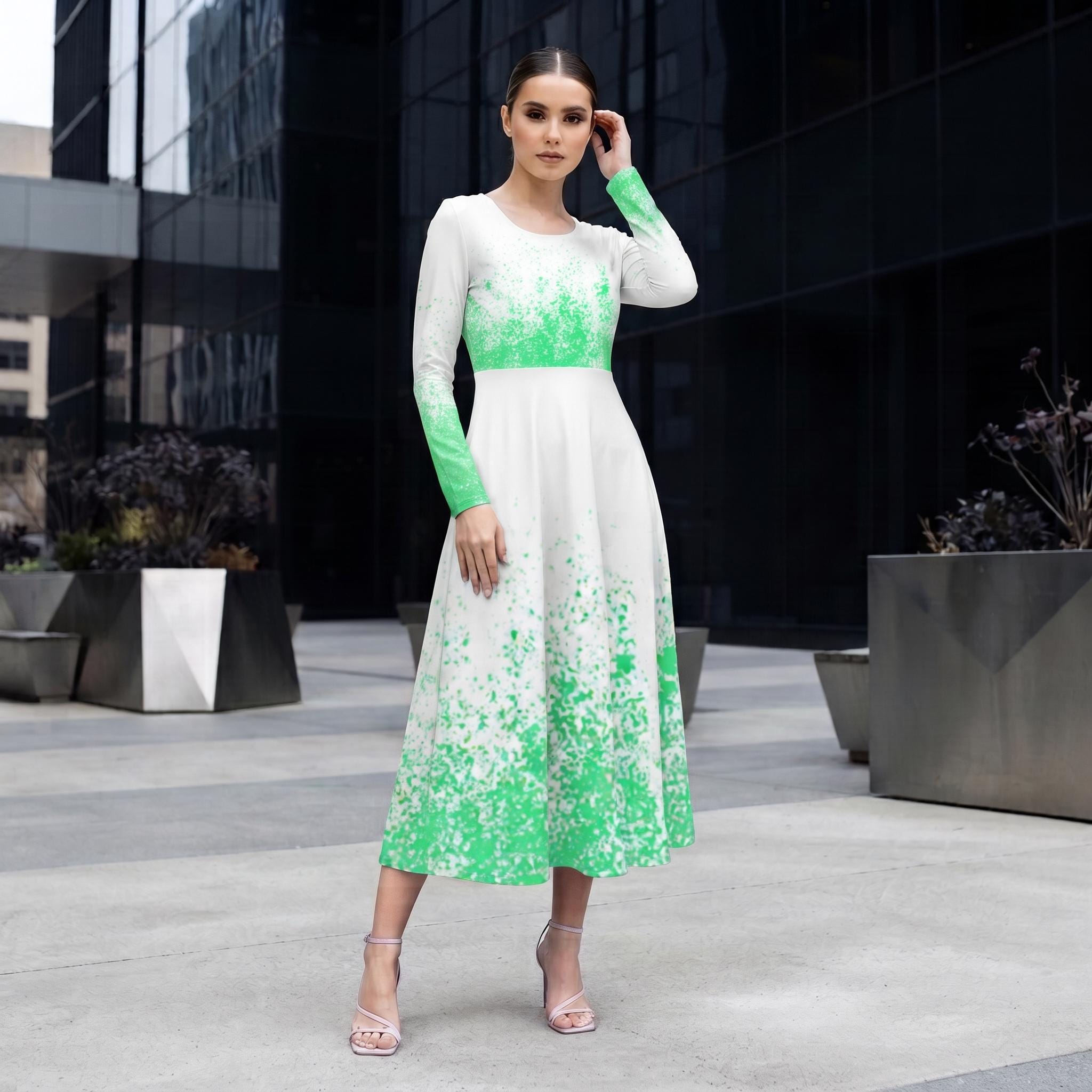 mint green ombre dress Lace dress