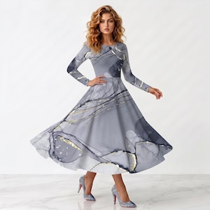 grey marble dress Shopify Peached