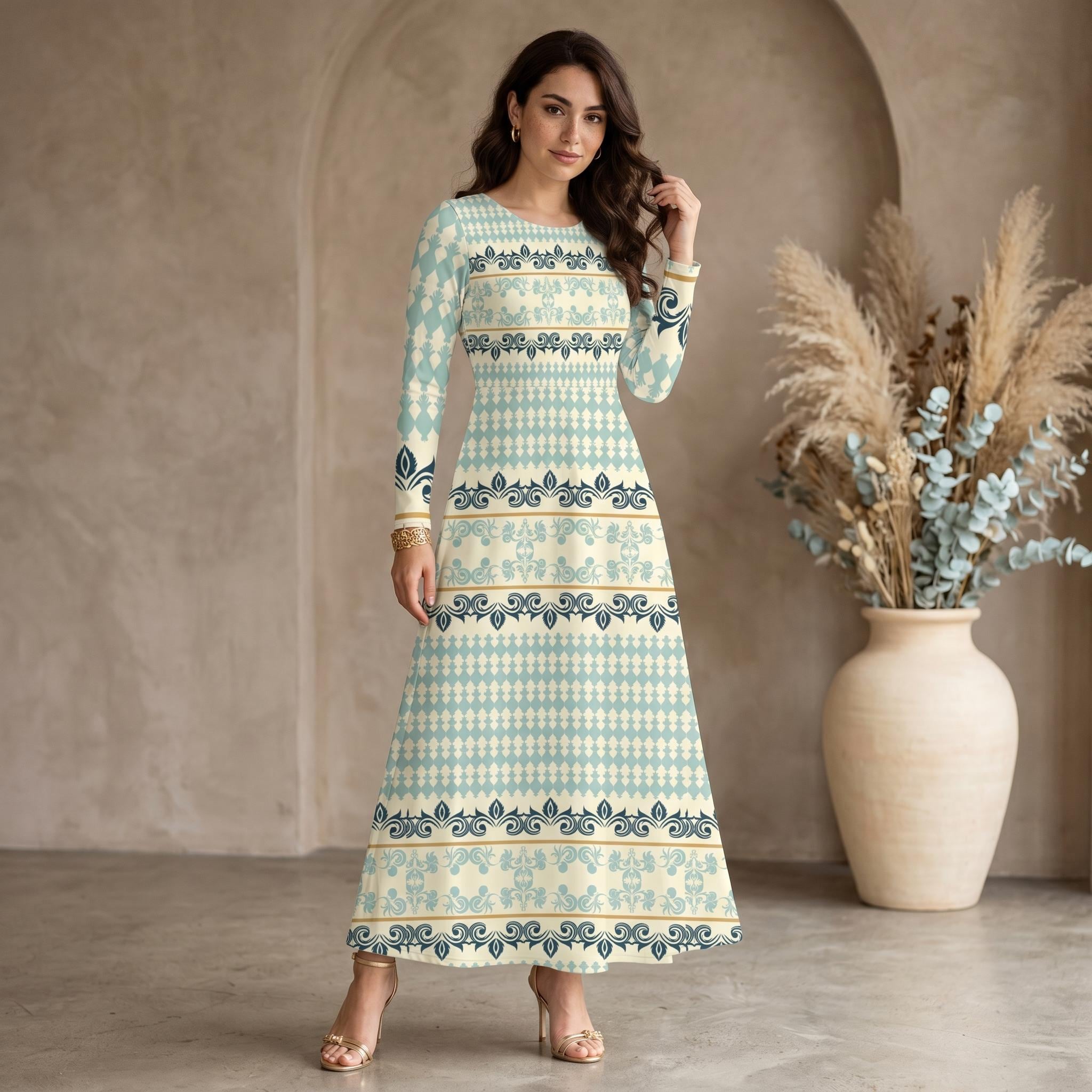 plus size gold boat neck long sleeve dress Remi Plus Size Gold Wrap Long Sleeve Maxi Dress– Hello Curve