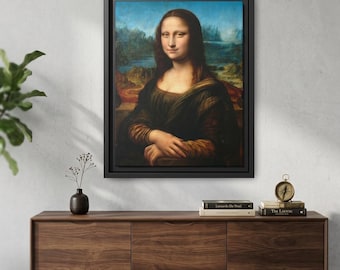 Mona Lisa Portrait Framed Matte Canvas | Vintage Wall Art Home Décor