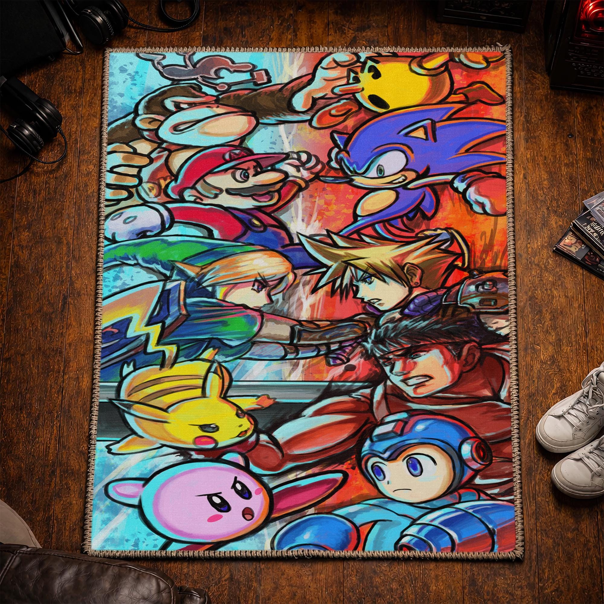 Retro Gaming Rug, Arcade Characters, Nostalgic Video Game Room Decor - Etsy
