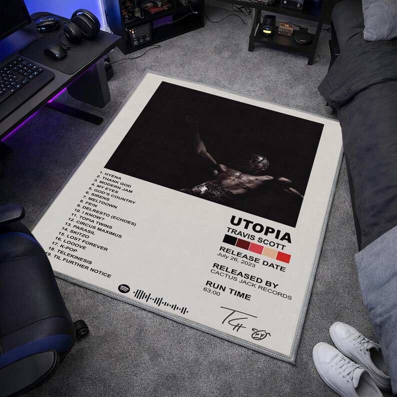 Rap Designed Rug Travis Album Cover Rug for Rap Fan, Utopia Album Carpet, Music Record ...