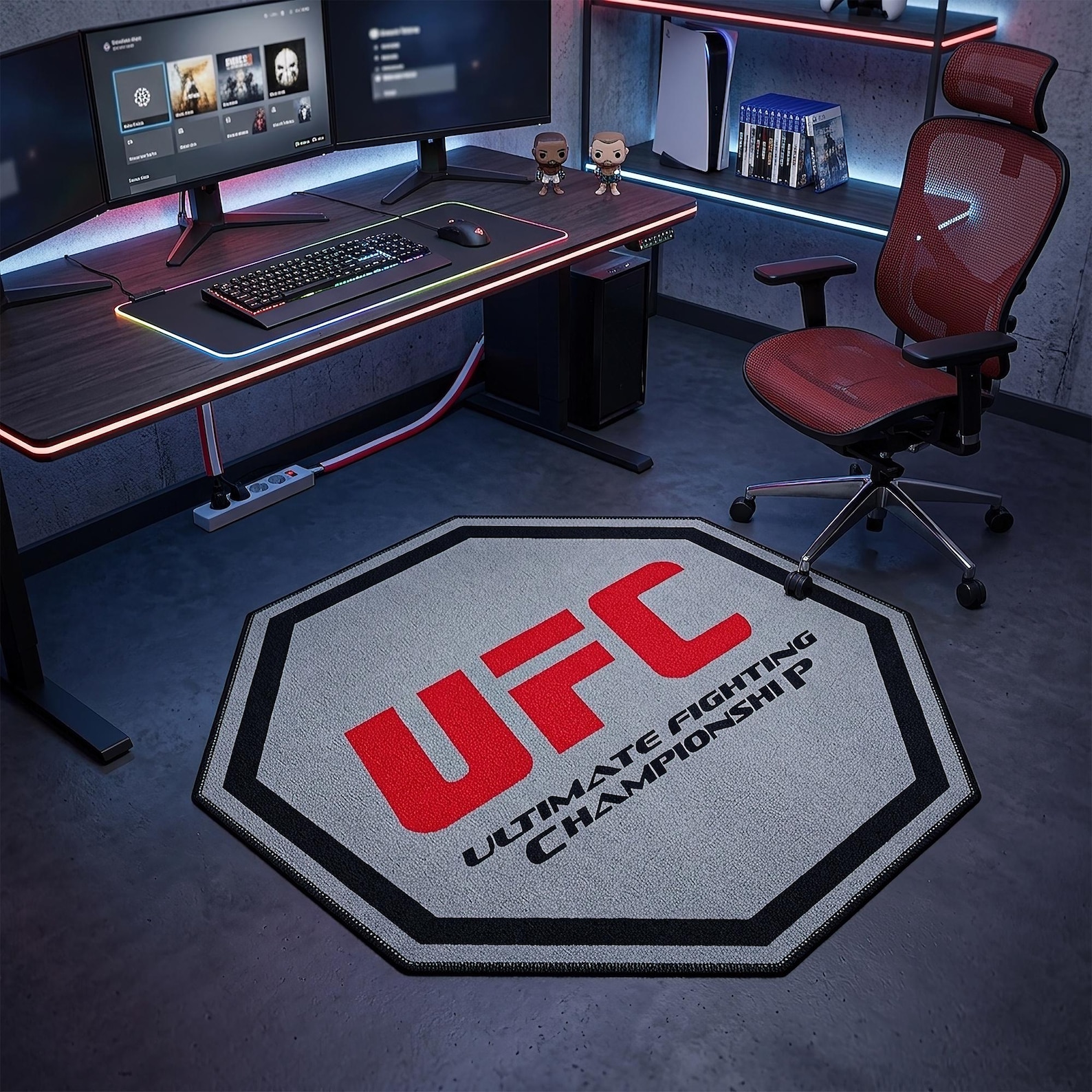 Ufc Wrestling Area Rug for Man Cave, Non-slip Washable Boxing Carpet ...