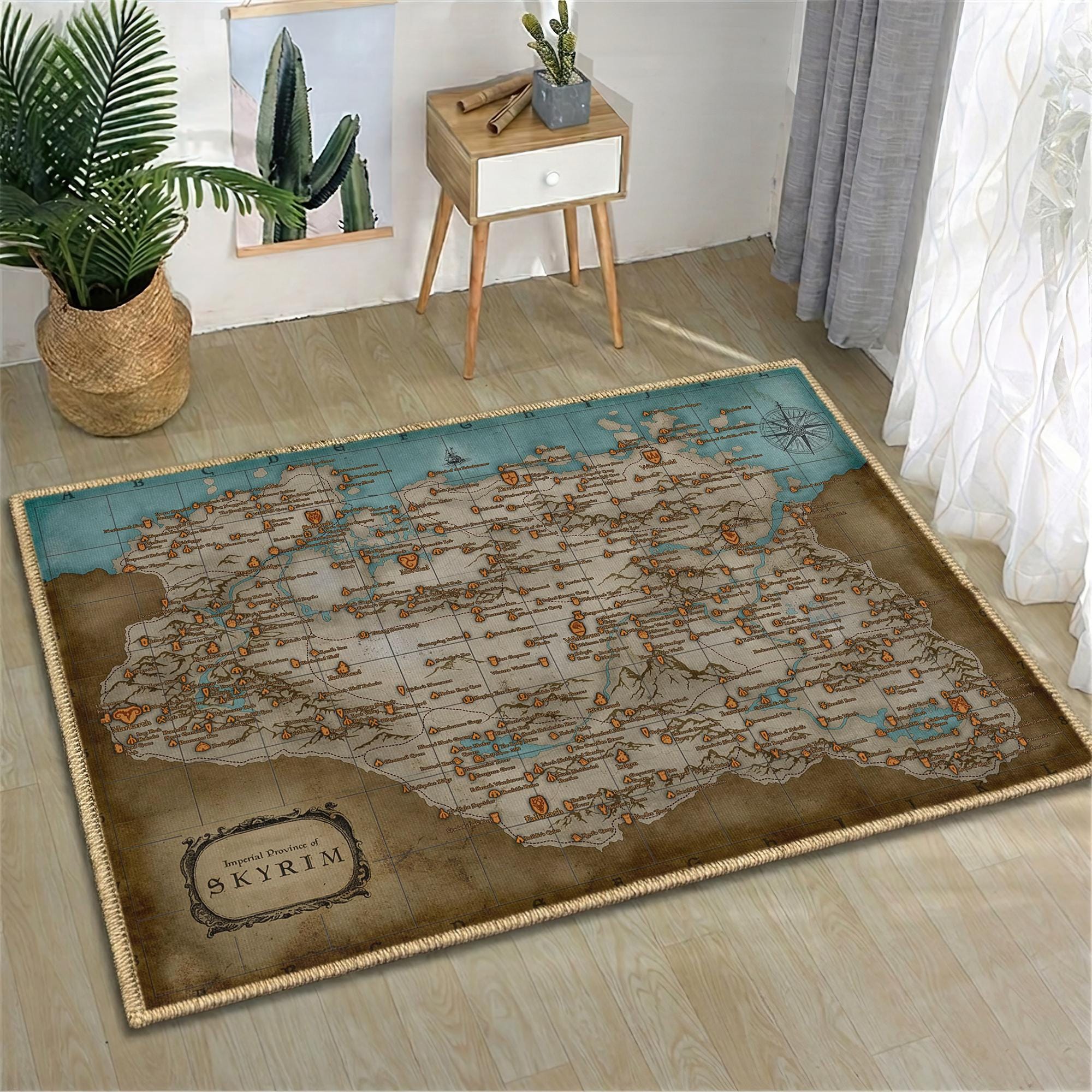 Rpg Rug Tamriel Map Rug, Popular RPG Fantasy Game Carpet, Nirn World Floor ...