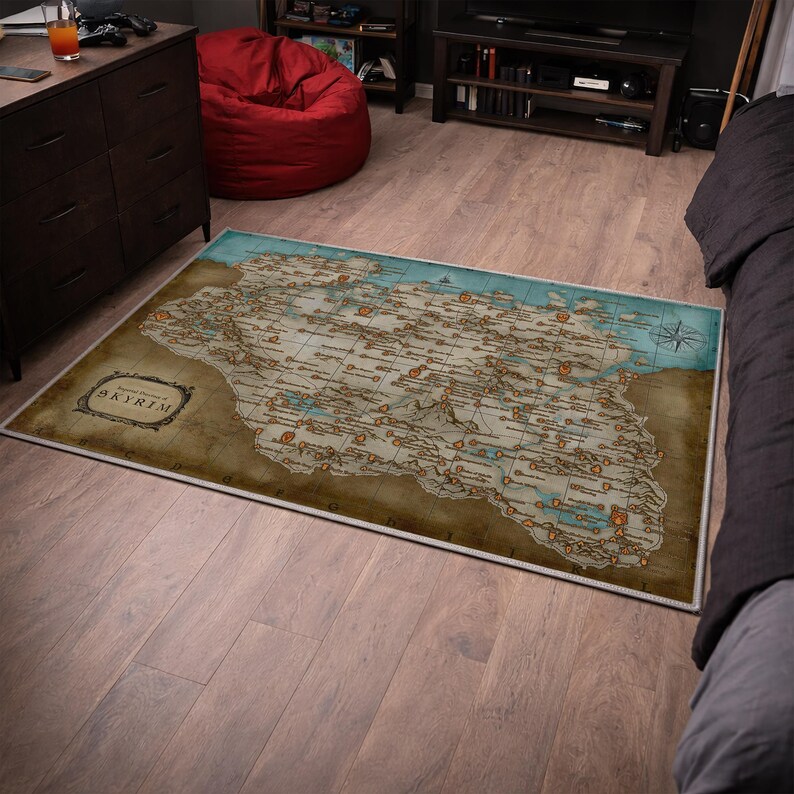 Rpg Rug Tamriel Map Rug, Popular RPG Fantasy Game Carpet, Nirn World Floor ...