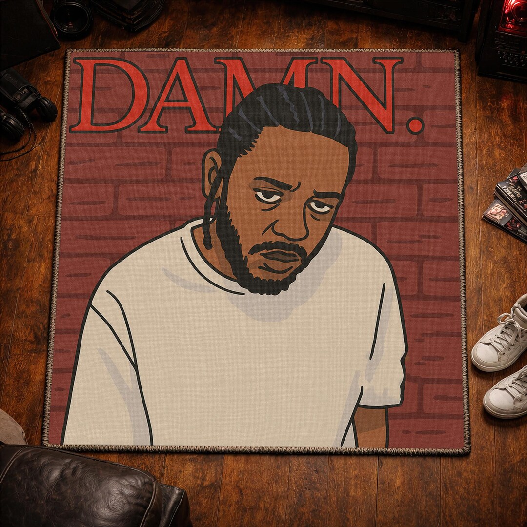 Rap Designed Rug Kendirck Album Cover Rug, Popular Rap Singer Themed Cartoon Music ...