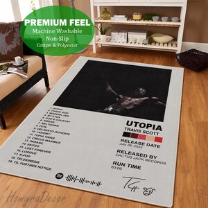Travis Album Cover Rug for Rap Fan, Utopia Album Carpet, Music Record Rug for Studio Office