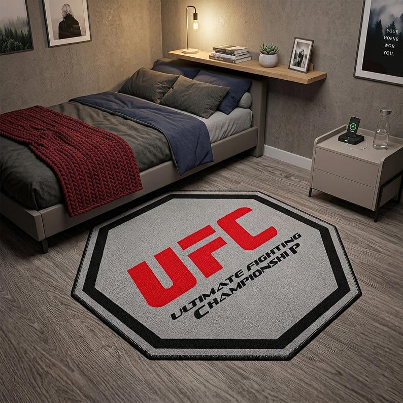 Ufc Wrestling Area Rug for Man Cave, Non-slip Washable Boxing Carpet ...