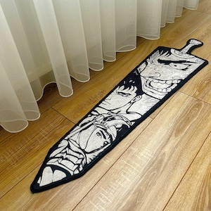 Alfombra con forma de espada Dragonslayer de Berserk, alfombra con diseño de Guts, personaje de anime, alfombra decorativa para cueva de hombre.