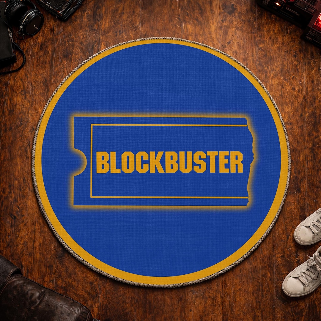 Blockbuster Video Store Rug Blockbuster VHS Rug, 80s 90s Nostalgic Movie Tape Carpet, Round Movie ...