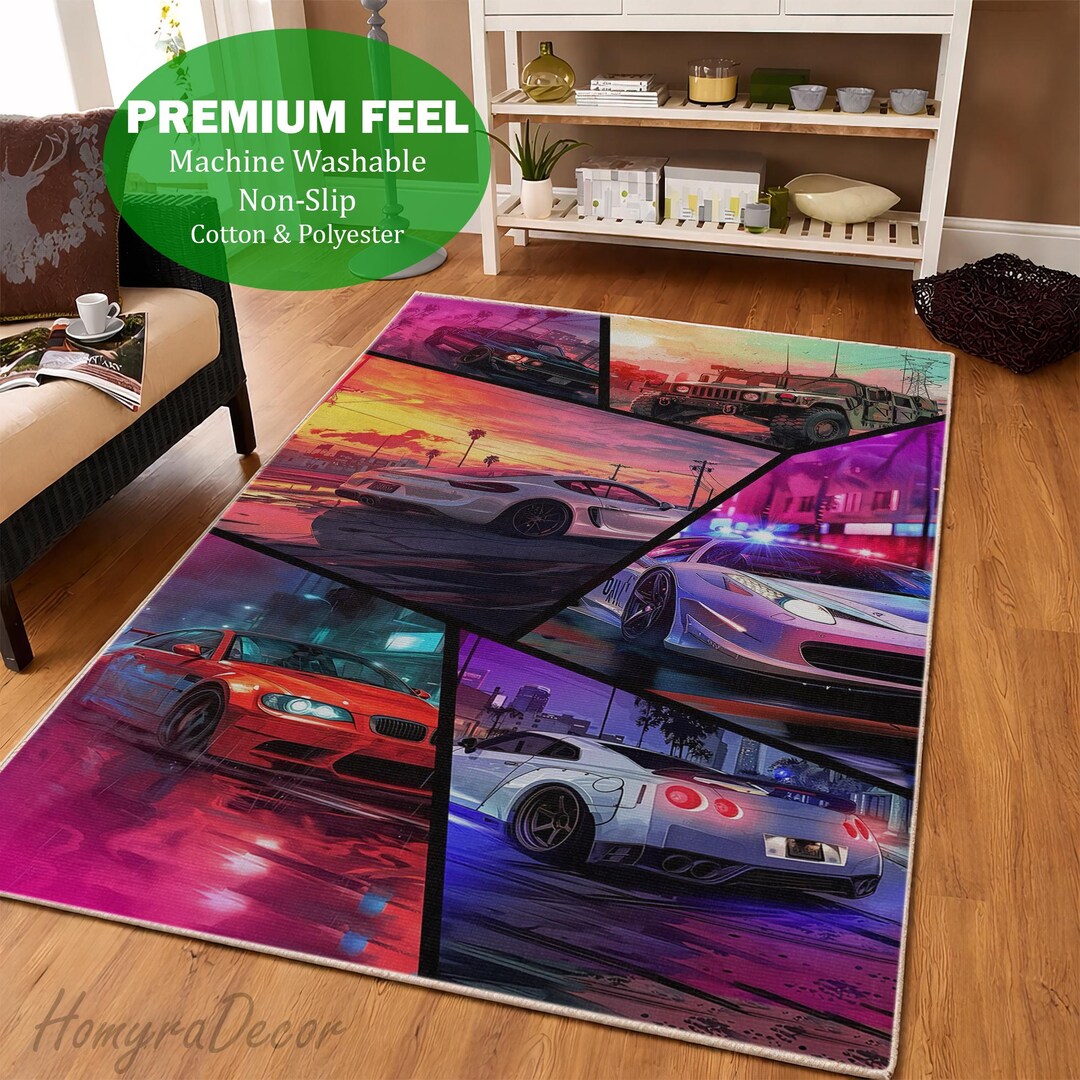 Sports Car Rug, Racing Supercar Area Mat, Gaming Room Carpet - Etsy